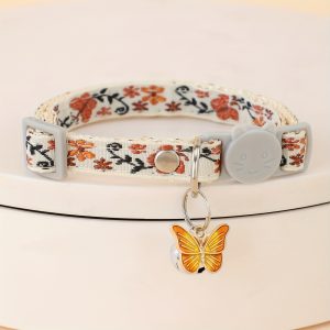 Adjustable Nylon Pet Collar with Embroidered Butterfly & Flower Design, Bell Charm - Perfect for Cats and Small Dogs - Image 7