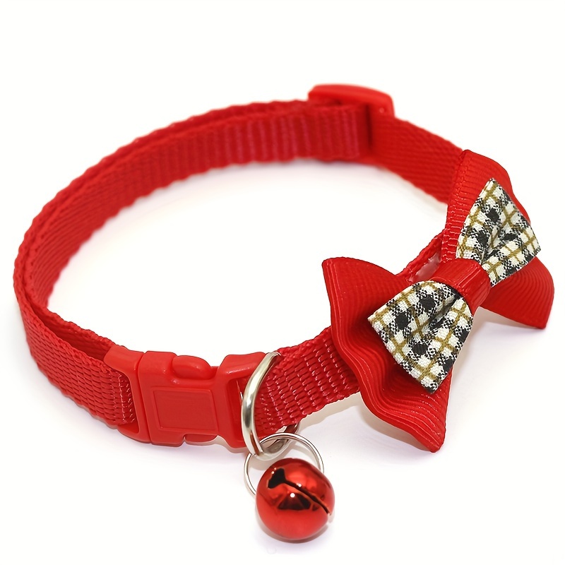 This Adjustable Stylish Collar with a Bell And Checkered Bow Is Suitable for Both Cats And Dogs, Making It Perfect for Everyday Elegant Pets, Safe And Durable. - Image 3
