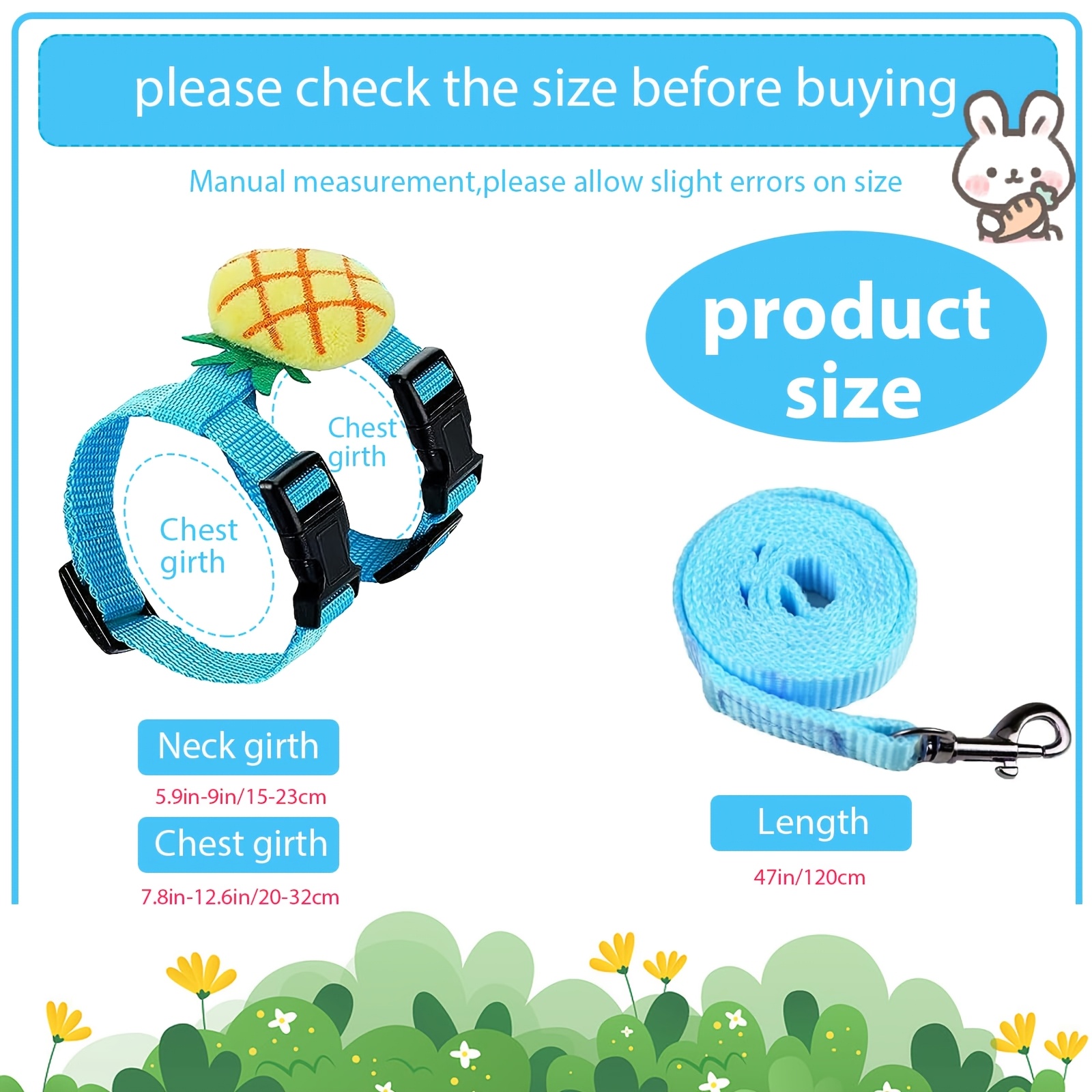4 Sets Adjustable Small Pet Harness And Leash Set Cute Decorative Vest Harness for Bunny, Guinea Pig, Ferret, Kitten Puppy Escape-Proof Walking Leash - Image 3