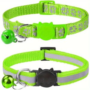 2pcs Reflective Cat Collars With Bells, Solid Safety Nylon Collars, Adjustable Detachable Kitten Accessories - For Cats & Kittens - Enhance Visibility & Safety at Night - Perfect Gift for Cat Lovers - Image 5