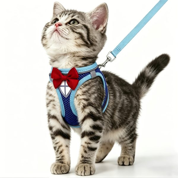 Cat Harness and Leash Set, Soft and Breathable Vest with Reflective Strips, Escape-Proof Kitten Harness, Suitable for Cat Walking and Travel