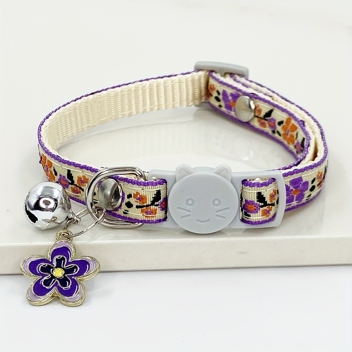 Adjustable Nylon Pet Collar with Embroidered Butterfly & Flower Design, Bell Charm - Perfect for Cats and Small Dogs - Image 11