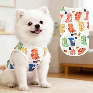 Super Soft Small Pet Vest, Cute Colorful Dinosaur Pattern, Suitable for Small Dogs and Cats, Light and Warm in All Seasons, Anti-hair Removal, Cute Dinosaur Design
