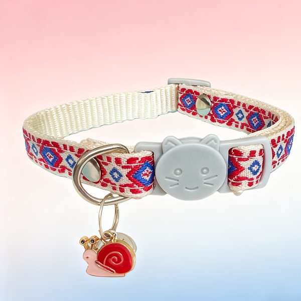 Adjustable Nylon Pet Collar with Embroidered Butterfly & Flower Design, Bell Charm - Perfect for Cats and Small Dogs
