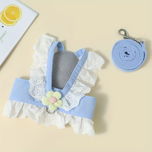 JK Small Flower Cat Traction Rope Adjustable Anti-Breakaway Chest Harness