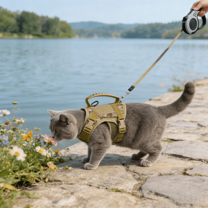 Tactical Anti-Escape Cat Harness And Retractable Leash Set, Adjustable Breathable Vest-Style Harness with Control Handle, Suitable for Outdoor Pet Walking, Fits Adult Cats, Kittens, And Small Dogs - Image 7