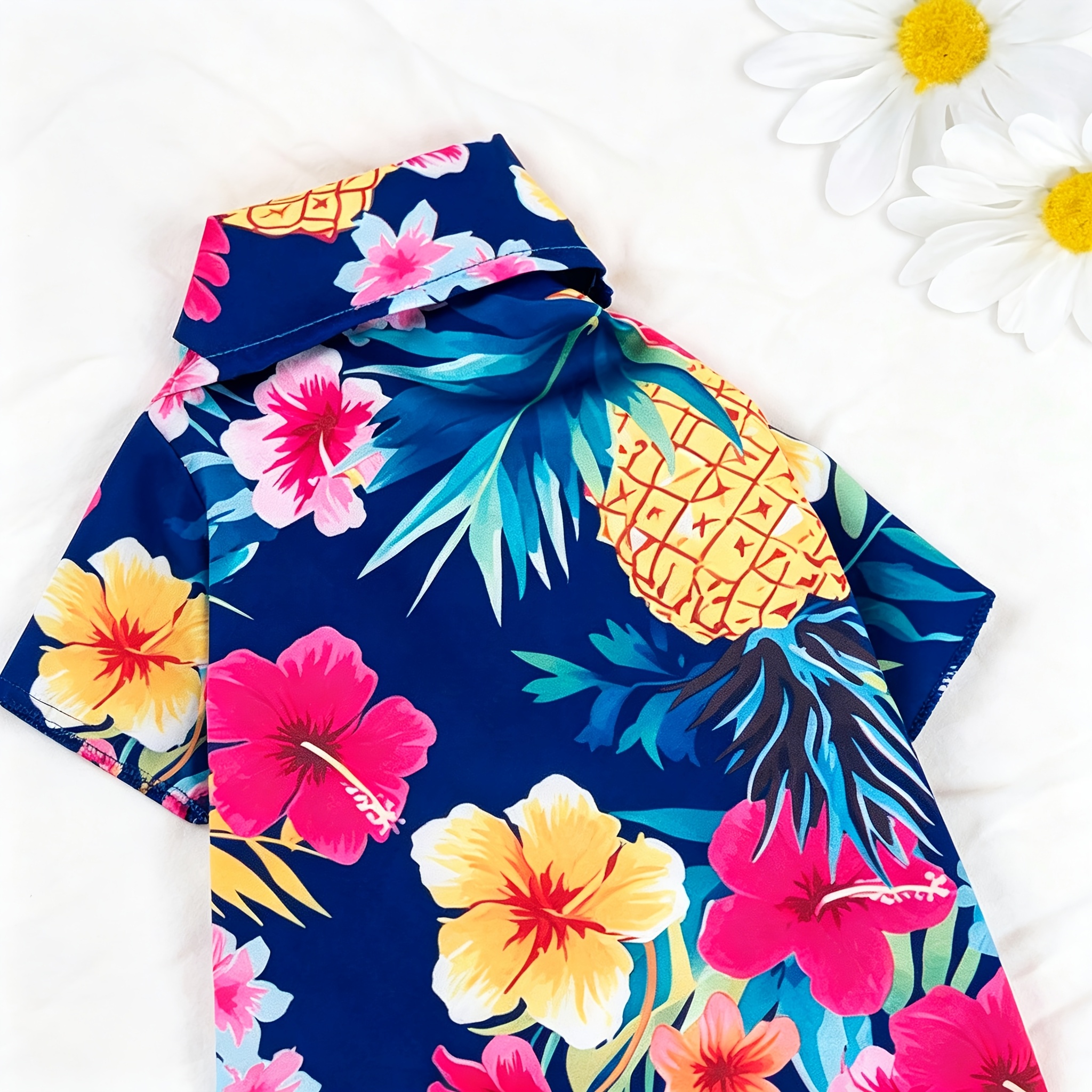 Pineapple Hibiscus Tropical Print Pet Shirt, 1pc, Suitable for Cats and Dogs, Wearable Indoors and Outdoors - Image 8