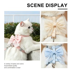 Universal for Cats And Puppies, High Aesthetic Gradient Large Bow Pet Chest And Back Harness with 120Cmu002F47In Leash Set - Cross-Style Anti-Escape Breathable Design, Suitable for Cats And Small Dogs, Outdoor Walking And Photography Essential - Image 2