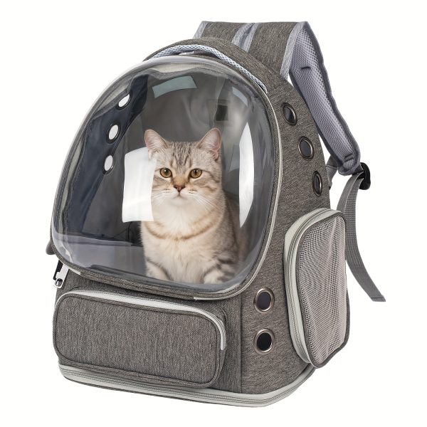 Breathable Transparent Cat Carrier Backpack with Bubble Viewing Compartment - All-Season Airplaneu002FTrainu002FCar Travel Carrier for Kittens & Cats, Zipperu002FDoggy Door Entry, Space Capsule Cat Bag, Durable (for All Cat Breedsu002FSizes)