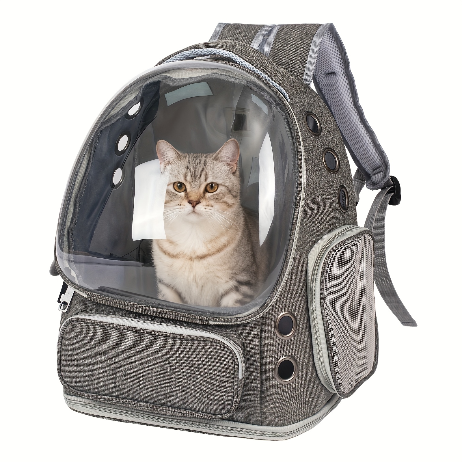 Breathable Transparent Cat Carrier Backpack with Bubble Viewing Compartment - All-Season Airplaneu002FTrainu002FCar Travel Carrier for Kittens & Cats, Zipperu002FDoggy Door Entry, Space Capsule Cat Bag, Durable (for All Cat Breedsu002FSizes) - Image 10