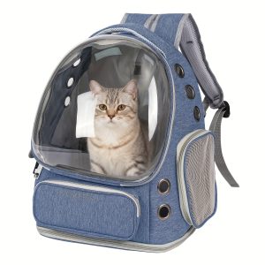Breathable Transparent Cat Carrier Backpack with Bubble Viewing Compartment - All-Season Airplaneu002FTrainu002FCar Travel Carrier for Kittens & Cats, Zipperu002FDoggy Door Entry, Space Capsule Cat Bag, Durable (for All Cat Breedsu002FSizes) - Image 4
