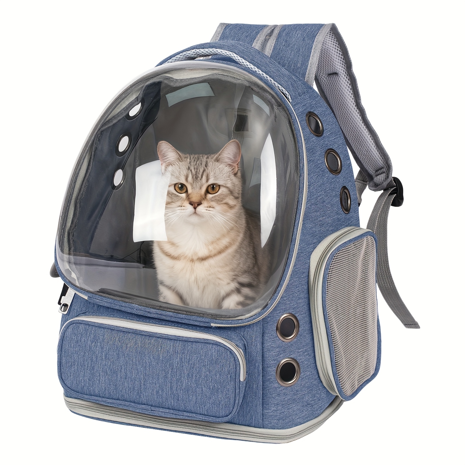 Breathable Transparent Cat Carrier Backpack with Bubble Viewing Compartment - All-Season Airplaneu002FTrainu002FCar Travel Carrier for Kittens & Cats, Zipperu002FDoggy Door Entry, Space Capsule Cat Bag, Durable (for All Cat Breedsu002FSizes) - Image 4