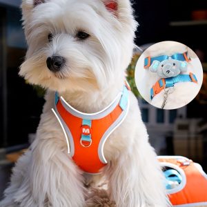 Adjustable Cartoon Elephant Dog Harness and Leash Set - Comfort Fit Vest for Small to Medium Breeds, Polyester -  For Dog Owners -  Suitable for Walking, Training & Outdoor Adventures - Great Gift for Dog Lovers - Image 2