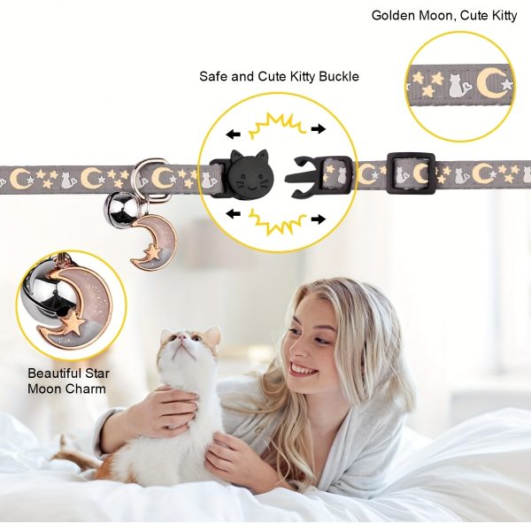 2pcs Breakaway Cat Collars with Bell - Adjustable, Glow-in-the-Dark Design, Durable Nylon, Perfect for Outdoor Activities, Cute Kitten Collars, Pet, |playful Design|adjustable Collar