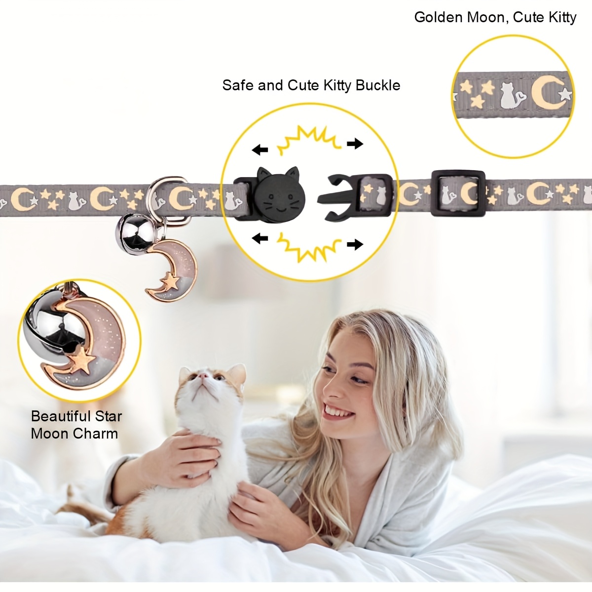 2pcs Breakaway Cat Collars with Bell - Adjustable, Glow-in-the-Dark Design, Durable Nylon, Perfect for Outdoor Activities, Cute Kitten Collars, Pet, |playful Design|adjustable Collar - Image 8