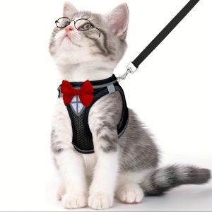 Cat Harness and Leash Set, Soft and Breathable Vest with Reflective Strips, Escape-Proof Kitten Harness, Suitable for Cat Walking and Travel - Image 3