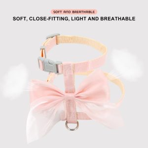 Universal for Cats And Puppies, High Aesthetic Gradient Large Bow Pet Chest And Back Harness with 120Cmu002F47In Leash Set - Cross-Style Anti-Escape Breathable Design, Suitable for Cats And Small Dogs, Outdoor Walking And Photography Essential - Image 9