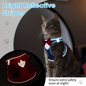 Cat Harness and Leash Set, Soft and Breathable Vest with Reflective Strips, Escape-Proof Kitten Harness, Suitable for Cat Walking and Travel - Image 6