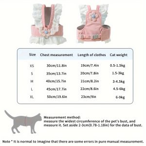 JK Small Flower Cat Traction Rope Adjustable Anti-Breakaway Chest Harness - Image 3