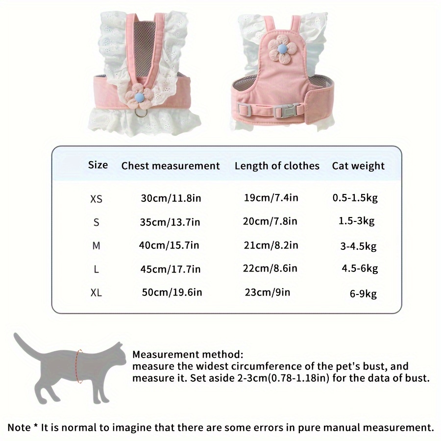 JK Small Flower Cat Traction Rope Adjustable Anti-Breakaway Chest Harness - Image 3