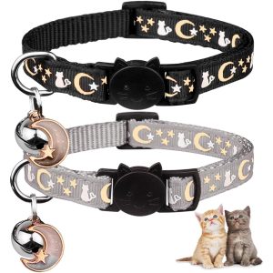 2pcs Breakaway Cat Collars with Bell - Adjustable, Glow-in-the-Dark Design, Durable Nylon, Perfect for Outdoor Activities, Cute Kitten Collars, Pet, |playful Design|adjustable Collar