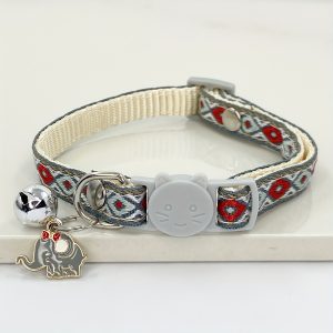 Adjustable Nylon Pet Collar with Embroidered Butterfly & Flower Design, Bell Charm - Perfect for Cats and Small Dogs - Image 12