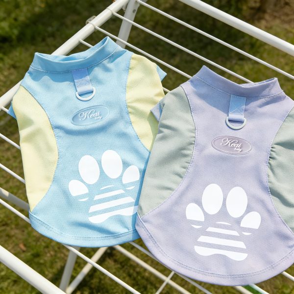 A Breathable Mesh Material Dog Sun Protection Suit That Can Block UV Rays in Summer, with Logo Design and Color-blocking, Suitable for Small and Medium Dogs Such as Chihuahuas, Poodles, and Bichons, and Can Be Used for Leashing Cats and Dogs