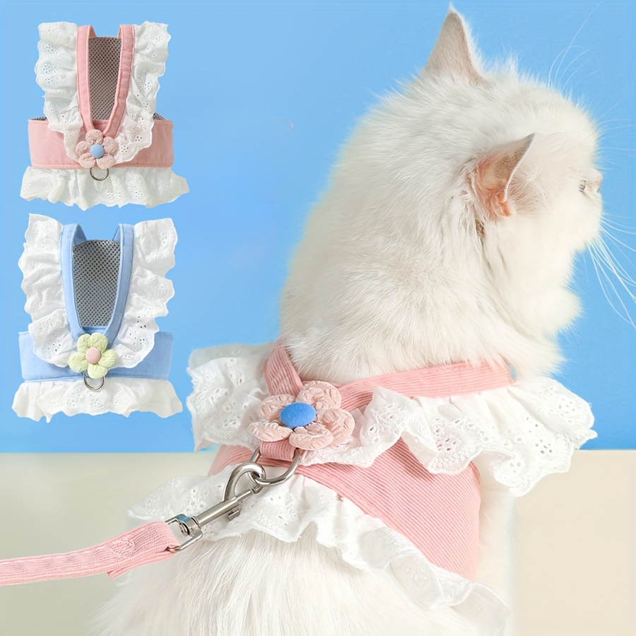 JK Small Flower Cat Traction Rope Adjustable Anti-Breakaway Chest Harness - Image 2