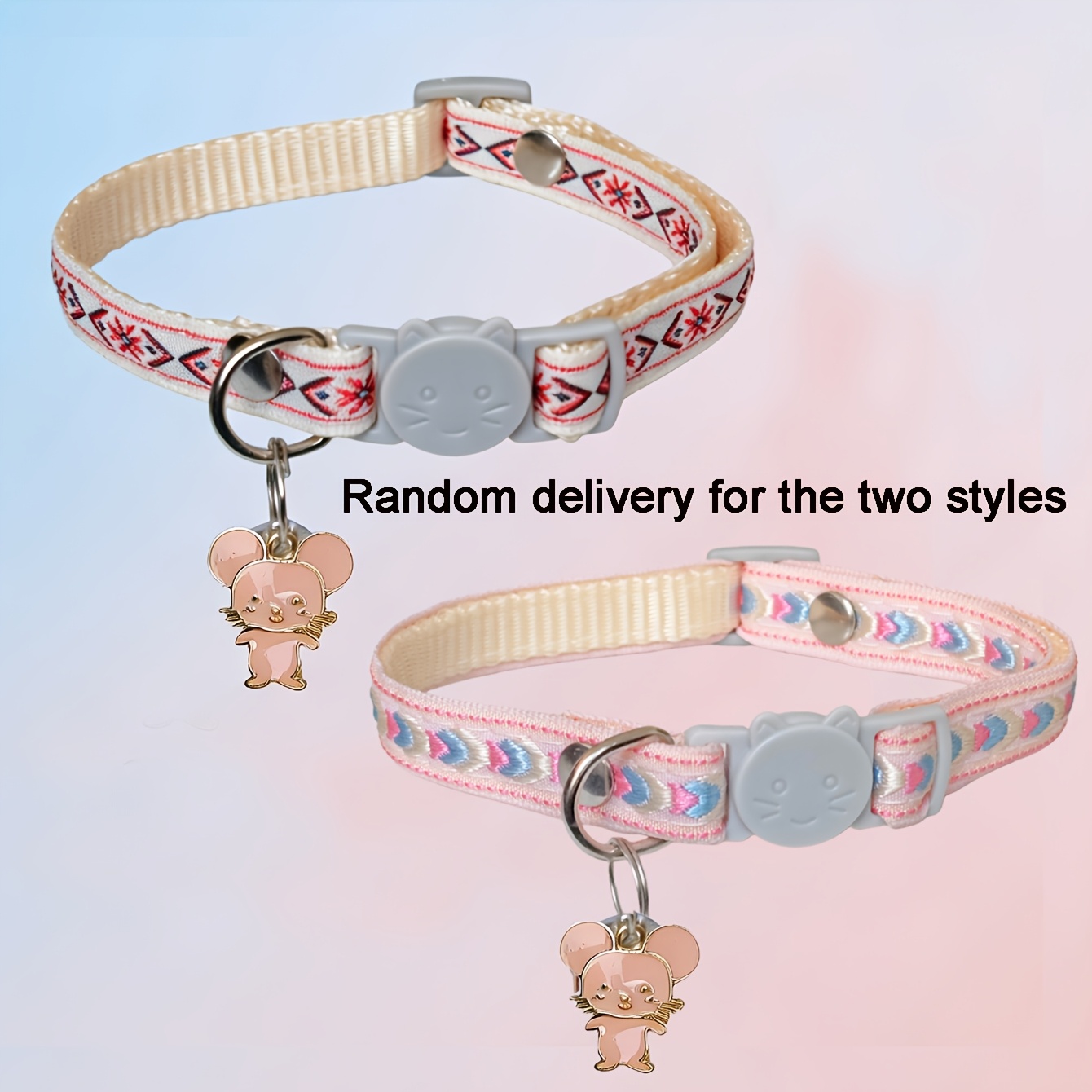 Adjustable Nylon Pet Collar with Embroidered Butterfly & Flower Design, Bell Charm - Perfect for Cats and Small Dogs - Image 5