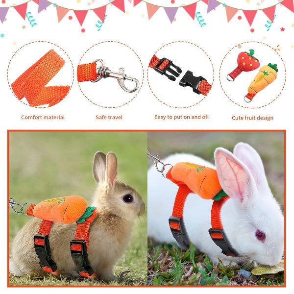 4 Sets Adjustable Small Pet Harness And Leash Set Cute Decorative Vest Harness for Bunny, Guinea Pig, Ferret, Kitten Puppy Escape-Proof Walking Leash