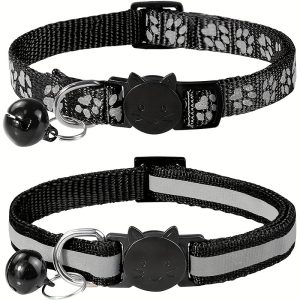 2pcs Reflective Cat Collars With Bells, Solid Safety Nylon Collars, Adjustable Detachable Kitten Accessories - For Cats & Kittens - Enhance Visibility & Safety at Night - Perfect Gift for Cat Lovers - Image 7