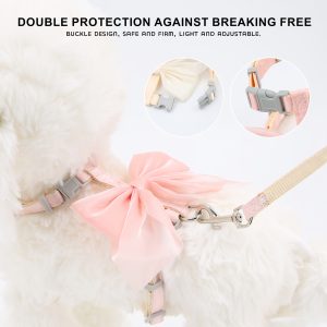 Universal for Cats And Puppies, High Aesthetic Gradient Large Bow Pet Chest And Back Harness with 120Cmu002F47In Leash Set - Cross-Style Anti-Escape Breathable Design, Suitable for Cats And Small Dogs, Outdoor Walking And Photography Essential - Image 5