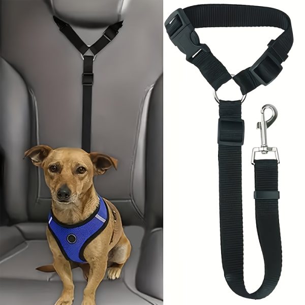 1pc Dog Belt Vest-Adjustable Car Safety Belly Band, Equipped With Solid Metal, Comfortable Padded Design And Ergonomic Support, Convenient Installation Automatic Haul Rope, Dedicated Pet Travel