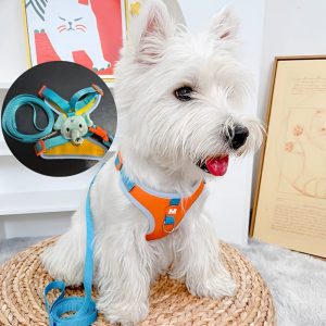 Adjustable Cartoon Elephant Dog Harness and Leash Set - Comfort Fit Vest for Small to Medium Breeds, Polyester -  For Dog Owners -  Suitable for Walking, Training & Outdoor Adventures - Great Gift for Dog Lovers - Image 4