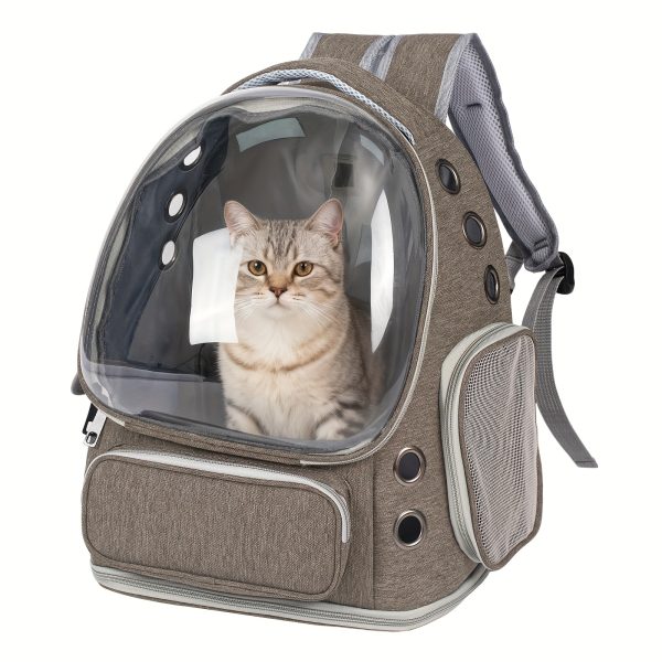 Breathable Transparent Cat Carrier Backpack with Bubble Viewing Compartment - All-Season Airplaneu002FTrainu002FCar Travel Carrier for Kittens & Cats, Zipperu002FDoggy Door Entry, Space Capsule Cat Bag, Durable (for All Cat Breedsu002FSizes)