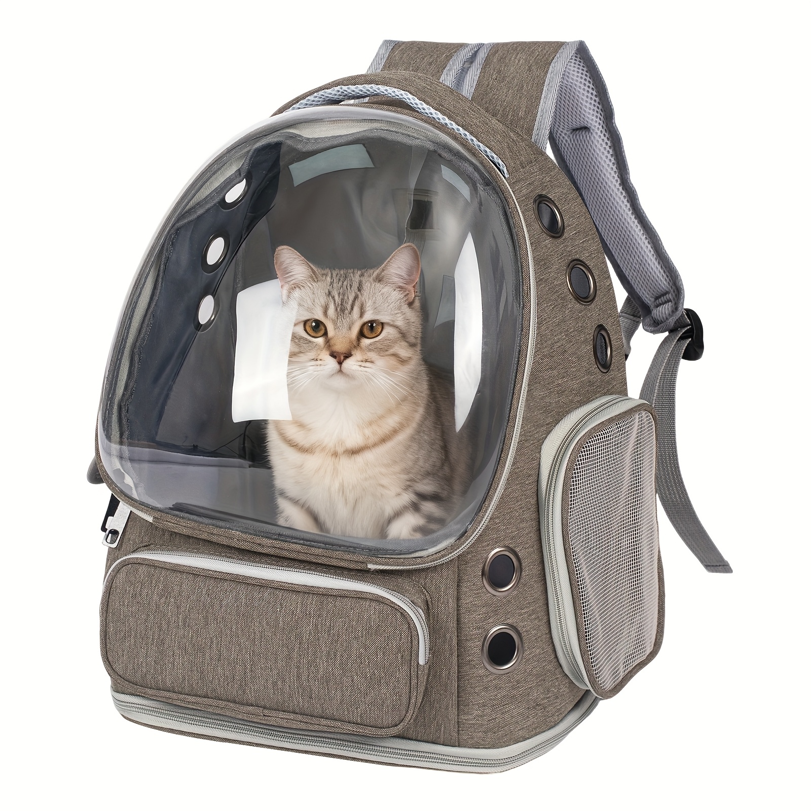 Breathable Transparent Cat Carrier Backpack with Bubble Viewing Compartment - All-Season Airplaneu002FTrainu002FCar Travel Carrier for Kittens & Cats, Zipperu002FDoggy Door Entry, Space Capsule Cat Bag, Durable (for All Cat Breedsu002FSizes) - Image 6