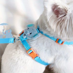 Adjustable Cartoon Elephant Dog Harness and Leash Set - Comfort Fit Vest for Small to Medium Breeds, Polyester -  For Dog Owners -  Suitable for Walking, Training & Outdoor Adventures - Great Gift for Dog Lovers - Image 6