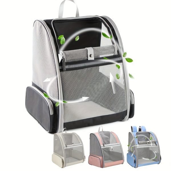 Foldable Ventilated Cat & Dog Carrier Backpack with Ventilation System & Harness System Suitable for Travel, Hiking, Car Rides - Carrier Suitable for Pets, Outdoor Carrier for Airplane, Train, Vehicle Use