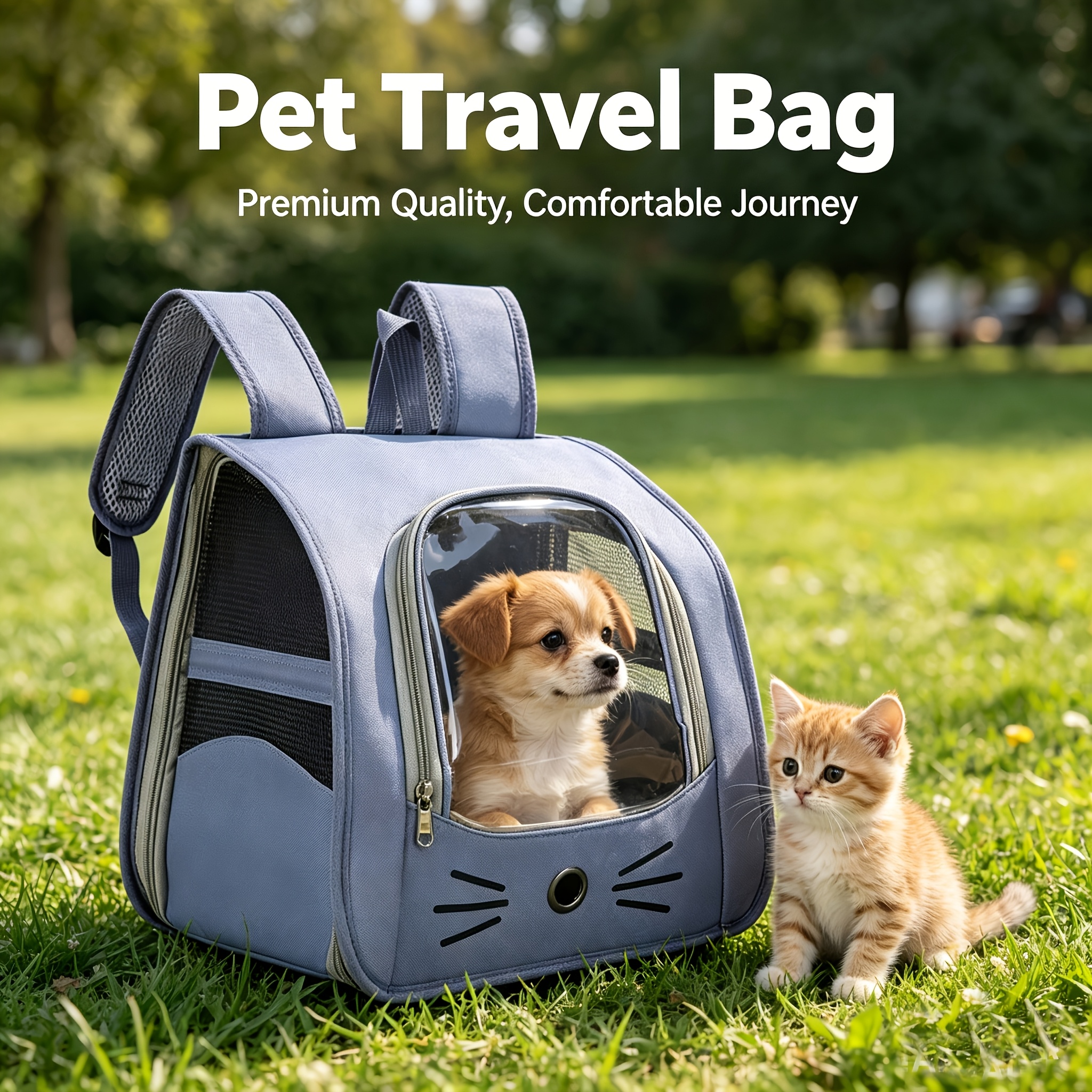 Pet Backpack with Padded Set, Breathable Cat and Dog Travel Bag Combo, Portable Pet Carrier Bag with Mesh Window, Ideal for Outdoor, Hiking, and Daily Walks - Image 6