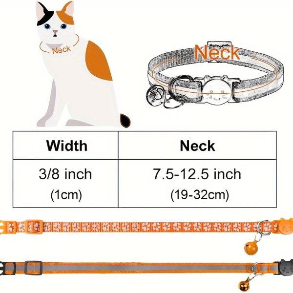 2pcs Reflective Cat Collars With Bells, Solid Safety Nylon Collars, Adjustable Detachable Kitten Accessories - For Cats & Kittens - Enhance Visibility & Safety at Night - Perfect Gift for Cat Lovers