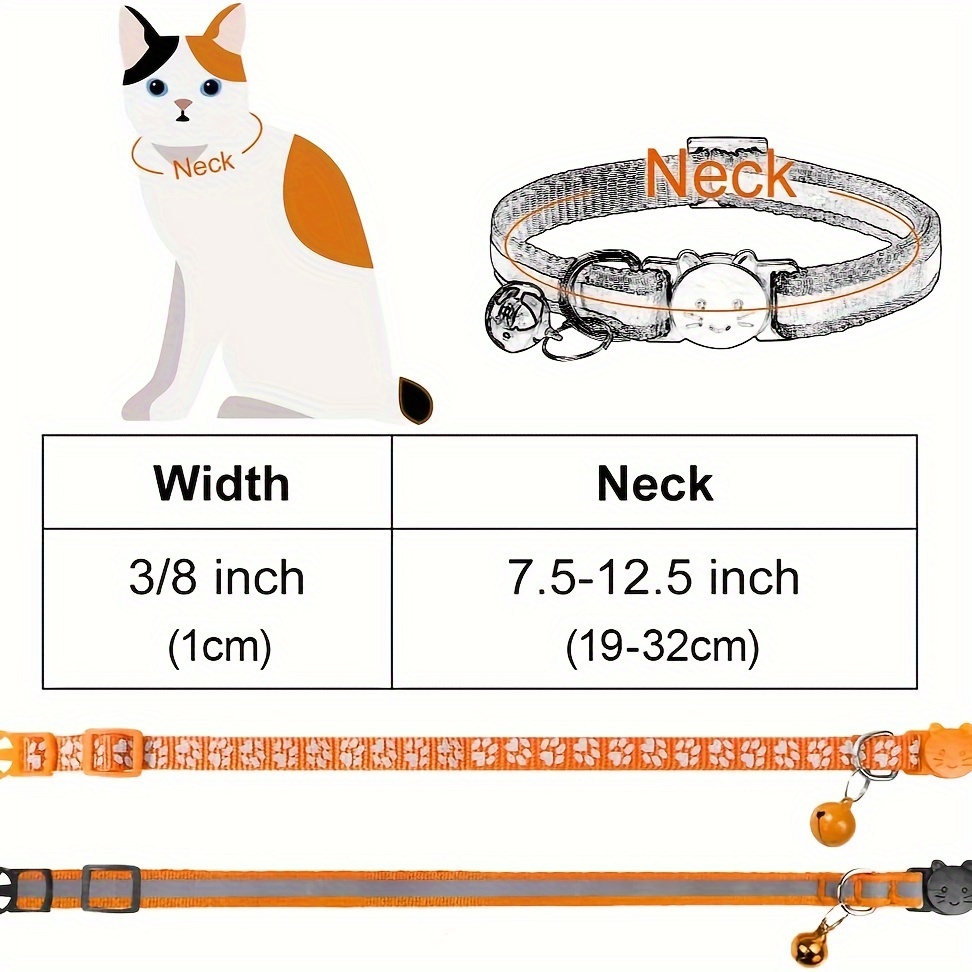 2pcs Reflective Cat Collars With Bells, Solid Safety Nylon Collars, Adjustable Detachable Kitten Accessories - For Cats & Kittens - Enhance Visibility & Safety at Night - Perfect Gift for Cat Lovers - Image 2