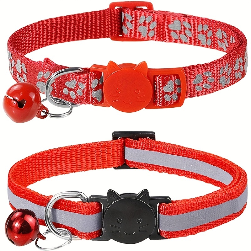2pcs Reflective Cat Collars With Bells, Solid Safety Nylon Collars, Adjustable Detachable Kitten Accessories - For Cats & Kittens - Enhance Visibility & Safety at Night - Perfect Gift for Cat Lovers - Image 3