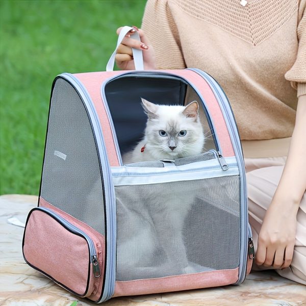 Foldable Ventilated Cat & Dog Carrier Backpack with Ventilation System & Harness System Suitable for Travel, Hiking, Car Rides - Carrier Suitable for Pets, Outdoor Carrier for Airplane, Train, Vehicle Use