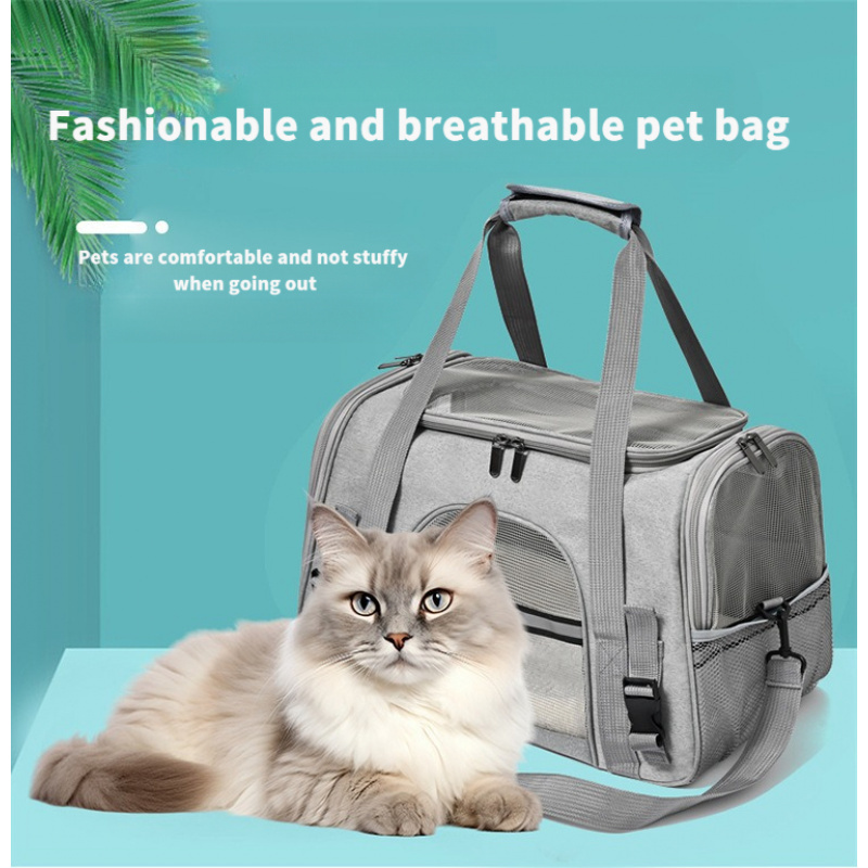 Pet Carrier Handbag Portable Foldable Cat and Dog Bag with Cushion Breathable Pet Backpack for Cats - Image 2