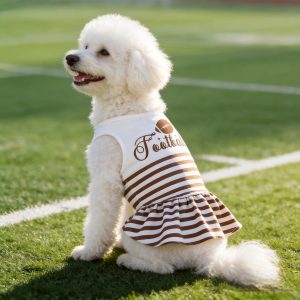 Pet Dog Dress, Striped Print Pattern for Rugby Season, Suitable for Smallu002FMedium-Sized Dog And Cat Clothes, Dog Clothes, Spring And Summer Thin American Rugby Match Clothing - Image 6