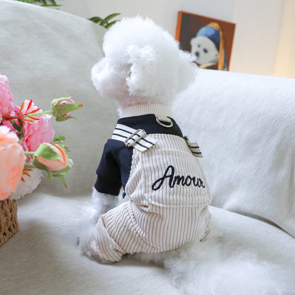 Teddy Bear Dog Clothes - 100% Polyester Knit All-in-One Puppy Jumpsuit with Back Legs Straps, Cozy Winter Spring Fall Outfit for Small Breeds, Hand Wash Only