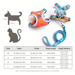 Adjustable Cartoon Elephant Dog Harness and Leash Set - Comfort Fit Vest for Small to Medium Breeds, Polyester -  For Dog Owners -  Suitable for Walking, Training & Outdoor Adventures - Great Gift for Dog Lovers - Image 3