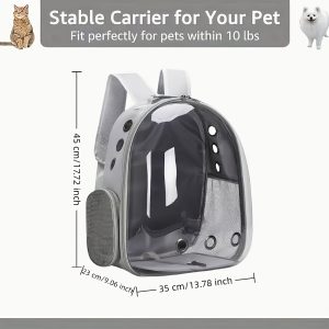 Fully Transparent Pet Bag, Backpack, Hard-Shell Carrier for Cats, Portable for Dogs And Cats, Space Capsule Cat Bag, Large Capacity for Two Cats with Zipper Closure - Image 4