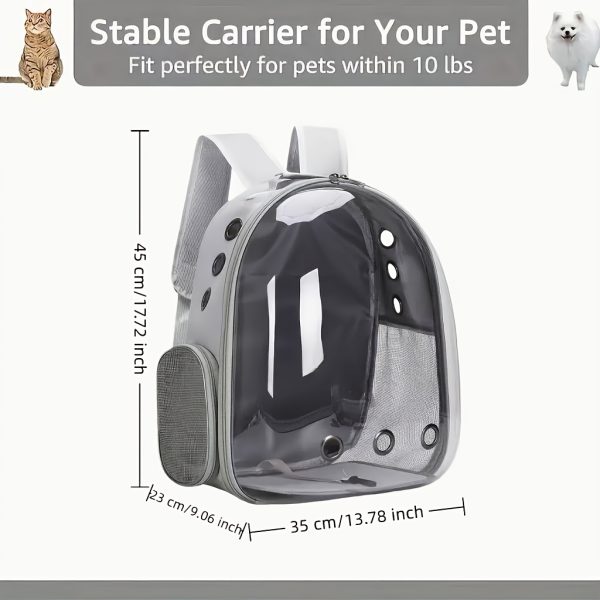 Fully Transparent Pet Bag, Backpack, Hard-Shell Carrier for Cats, Portable for Dogs And Cats, Space Capsule Cat Bag, Large Capacity for Two Cats with Zipper Closure