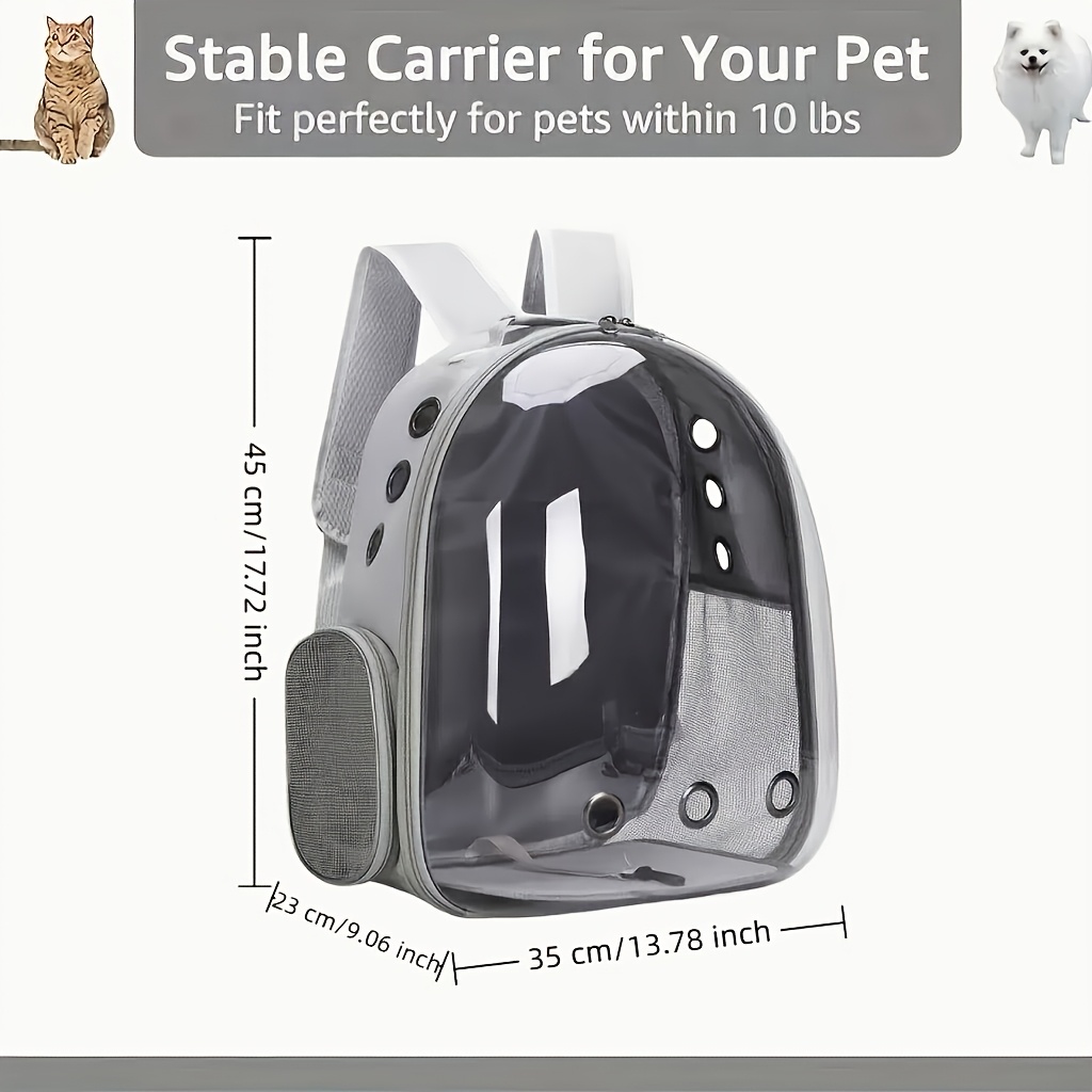 Fully Transparent Pet Bag, Backpack, Hard-Shell Carrier for Cats, Portable for Dogs And Cats, Space Capsule Cat Bag, Large Capacity for Two Cats with Zipper Closure - Image 4